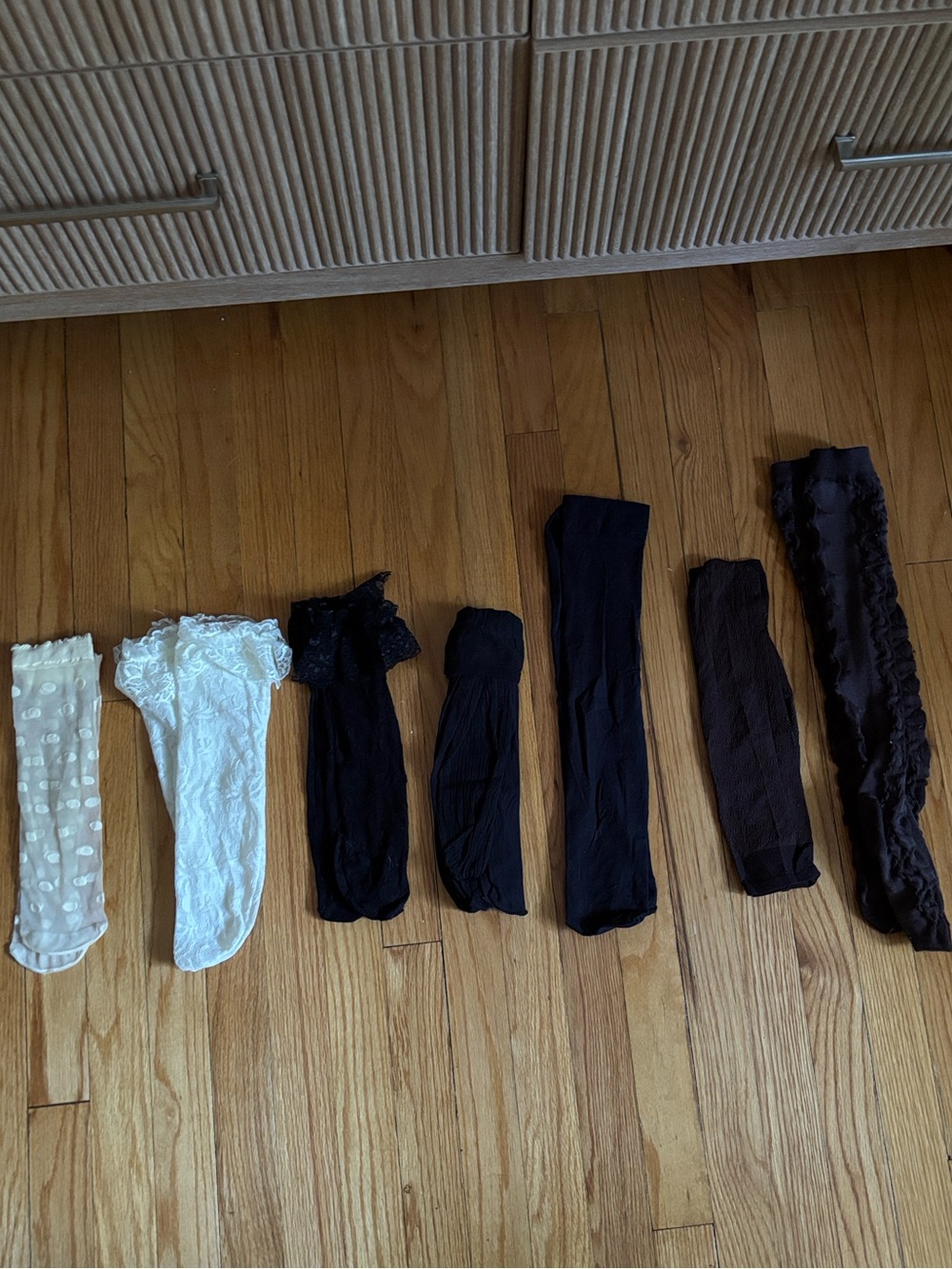Decorative lace ruffle trouser and thigh high sock bundle
